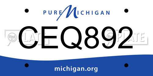 CEQ892 Michigan License Plate