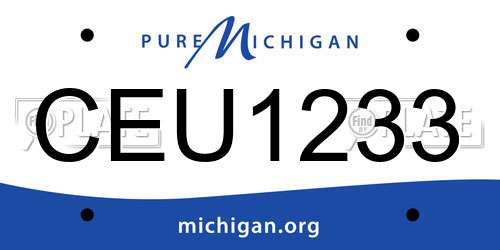 CEU1233 Michigan License Plate