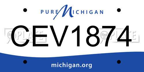 CEV1874 Michigan License Plate