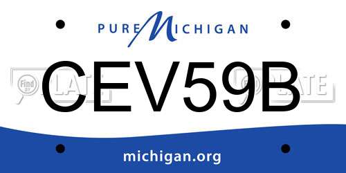 CEV59B Michigan License Plate