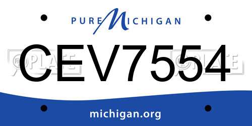 CEV7554 Michigan License Plate
