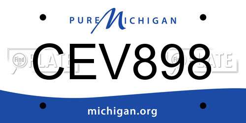 CEV898 Michigan License Plate