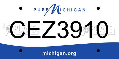 CEZ3910 Michigan License Plate