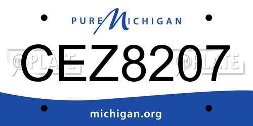 CEZ8207 Michigan License Plate