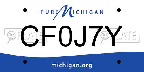 CF0J7Y Michigan License Plate
