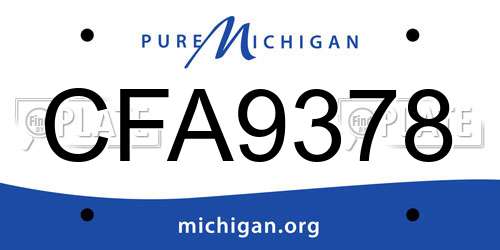 CFA9378 Michigan License Plate