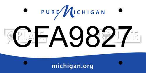 CFA9827 Michigan License Plate