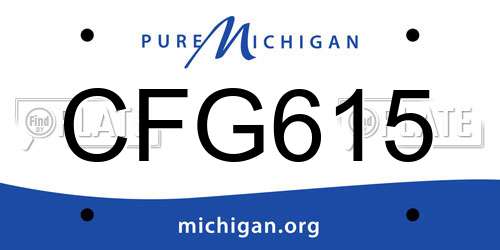 CFG615 Michigan License Plate
