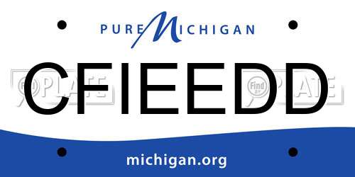 CFIEEDD Michigan License Plate
