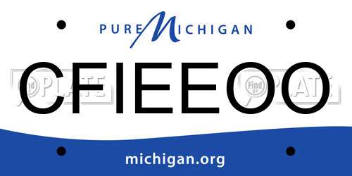 CFIEEOO Michigan License Plate