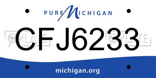 CFJ6233 Michigan License Plate