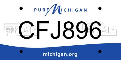 CFJ896 Michigan License Plate