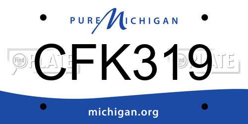 CFK319 Michigan License Plate