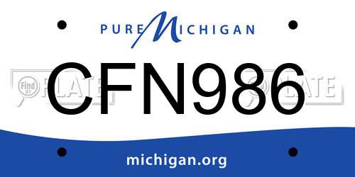 CFN986 Michigan License Plate