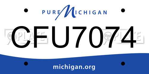 CFU7074 Michigan License Plate