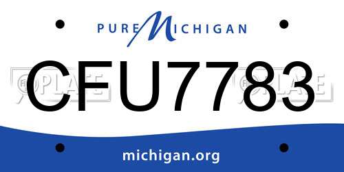 CFU7783 Michigan License Plate