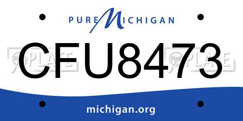 CFU8473 Michigan License Plate