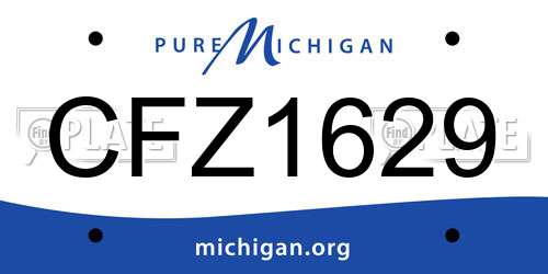 CFZ1629 Michigan License Plate