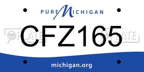 CFZ165 Michigan License Plate