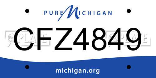 CFZ4849 Michigan License Plate