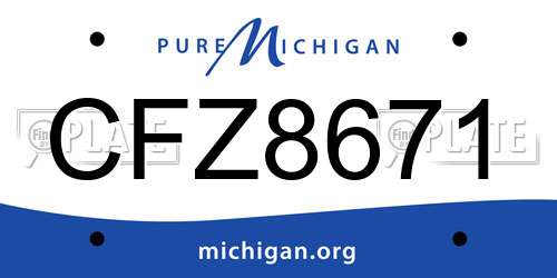 CFZ8671 Michigan License Plate