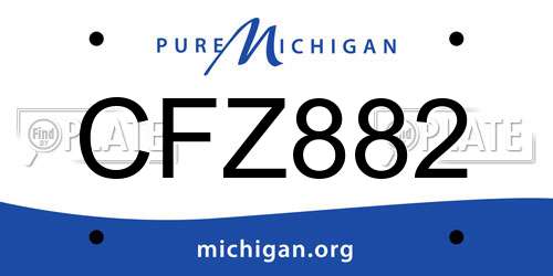 CFZ882 Michigan License Plate