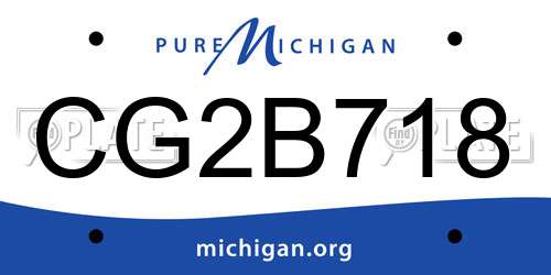 CG2B718 Michigan License Plate