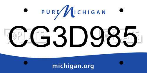CG3D985 Michigan License Plate