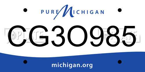 CG3O985 Michigan License Plate