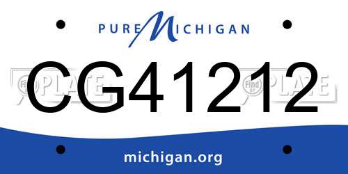 CG41212 Michigan License Plate