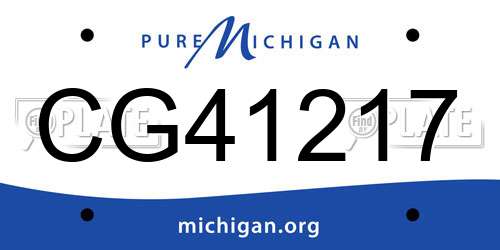 CG41217 Michigan License Plate