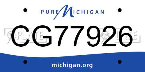 CG77926 Michigan License Plate