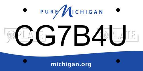 CG7B4U Michigan License Plate