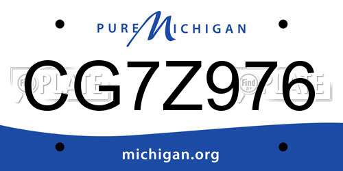 CG7Z976 Michigan License Plate