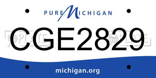 CGE2829 Michigan License Plate