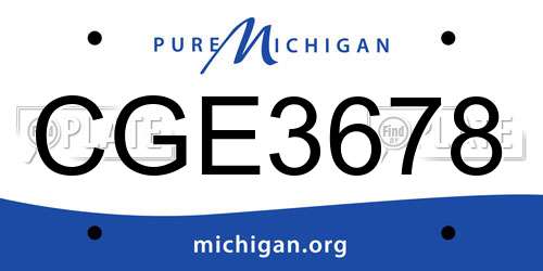 CGE3678 Michigan License Plate