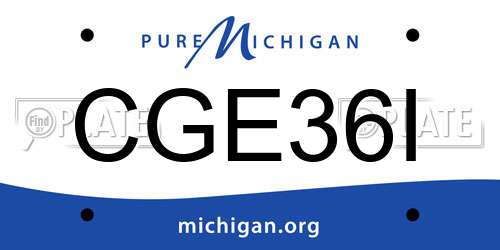CGE36I Michigan License Plate