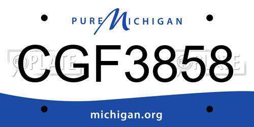 CGF3858 Michigan License Plate