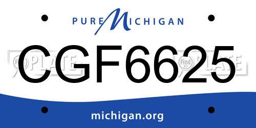 CGF6625 Michigan License Plate