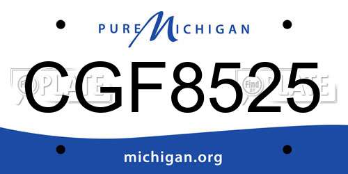 CGF8525 Michigan License Plate