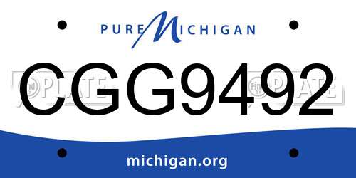 CGG9492 Michigan License Plate