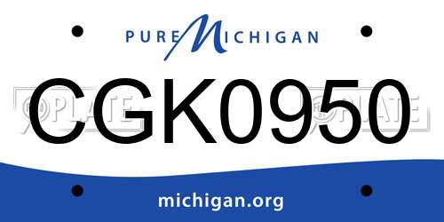CGK0950 Michigan License Plate