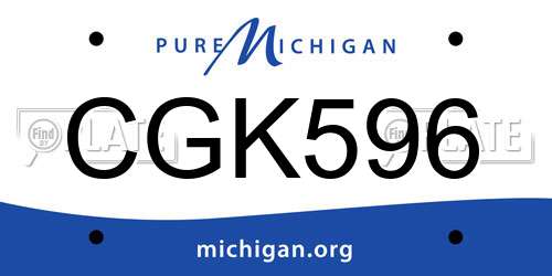 CGK596 Michigan License Plate