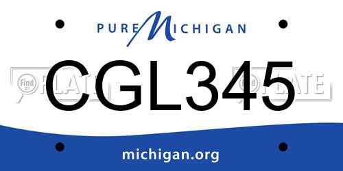 CGL345 Michigan License Plate