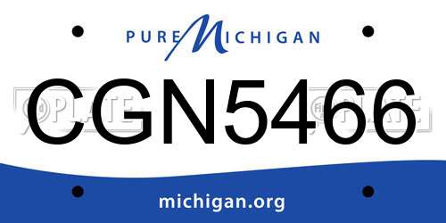 CGN5466 Michigan License Plate