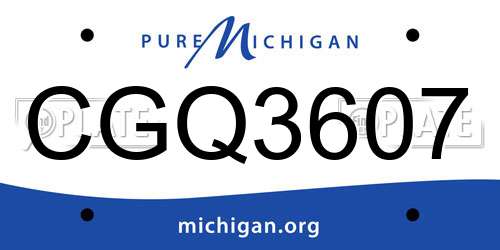CGQ3607 Michigan License Plate