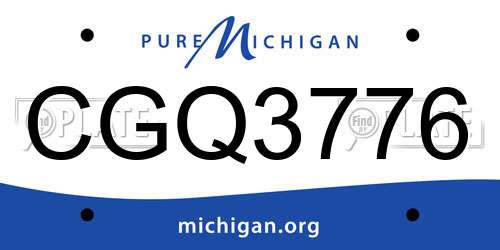 CGQ3776 Michigan License Plate