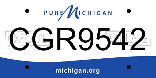 CGR9542 Michigan License Plate
