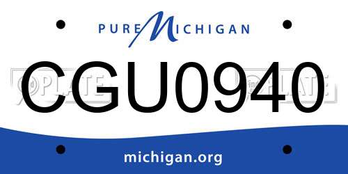 CGU0940 Michigan License Plate