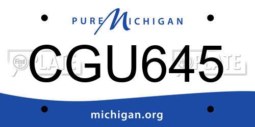 CGU645 Michigan License Plate